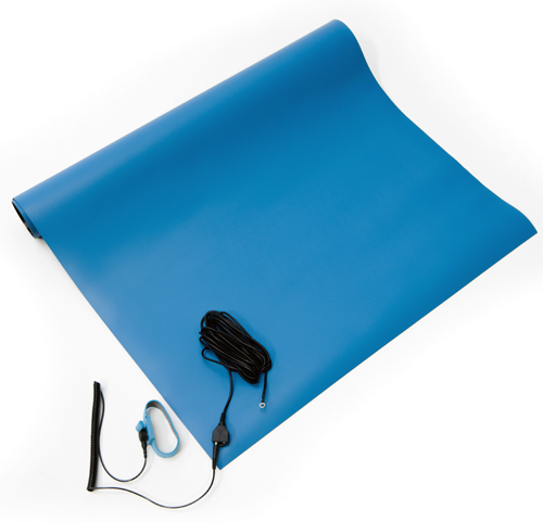 24 Inch x 36 Inch ESD Rubber Mat Kit, Blue