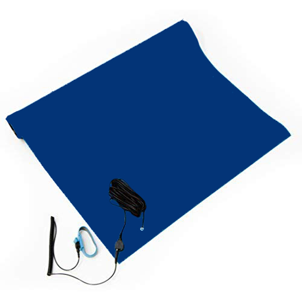 16 Inch x 24 Inch ESD Soldering Rubber Mat Kit, Blue Color